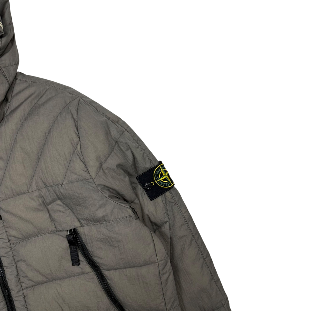 Stone Island AW 2011 Opaque Nylon Tela Down Jacket Grey/Khaki (Size L)