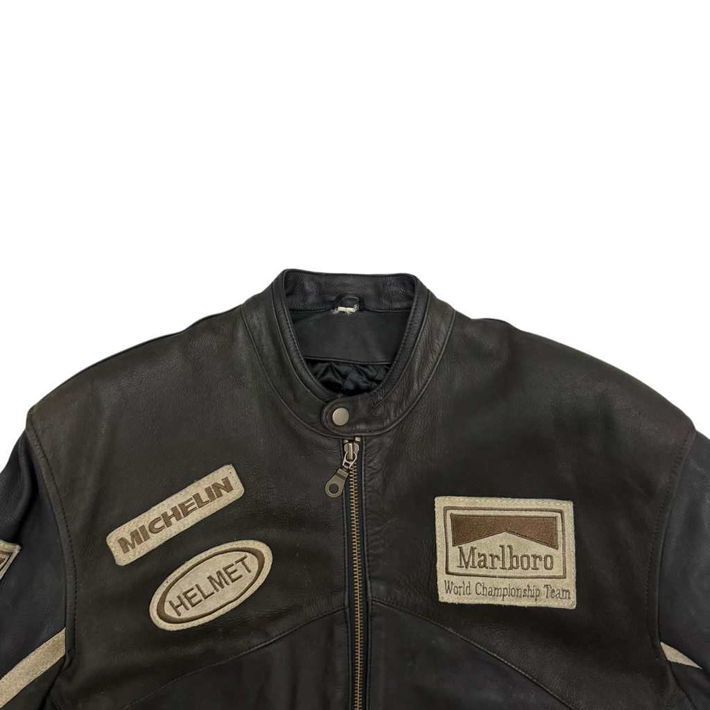 Marlboro 90s Leather Racing Jacket Black (fits L)