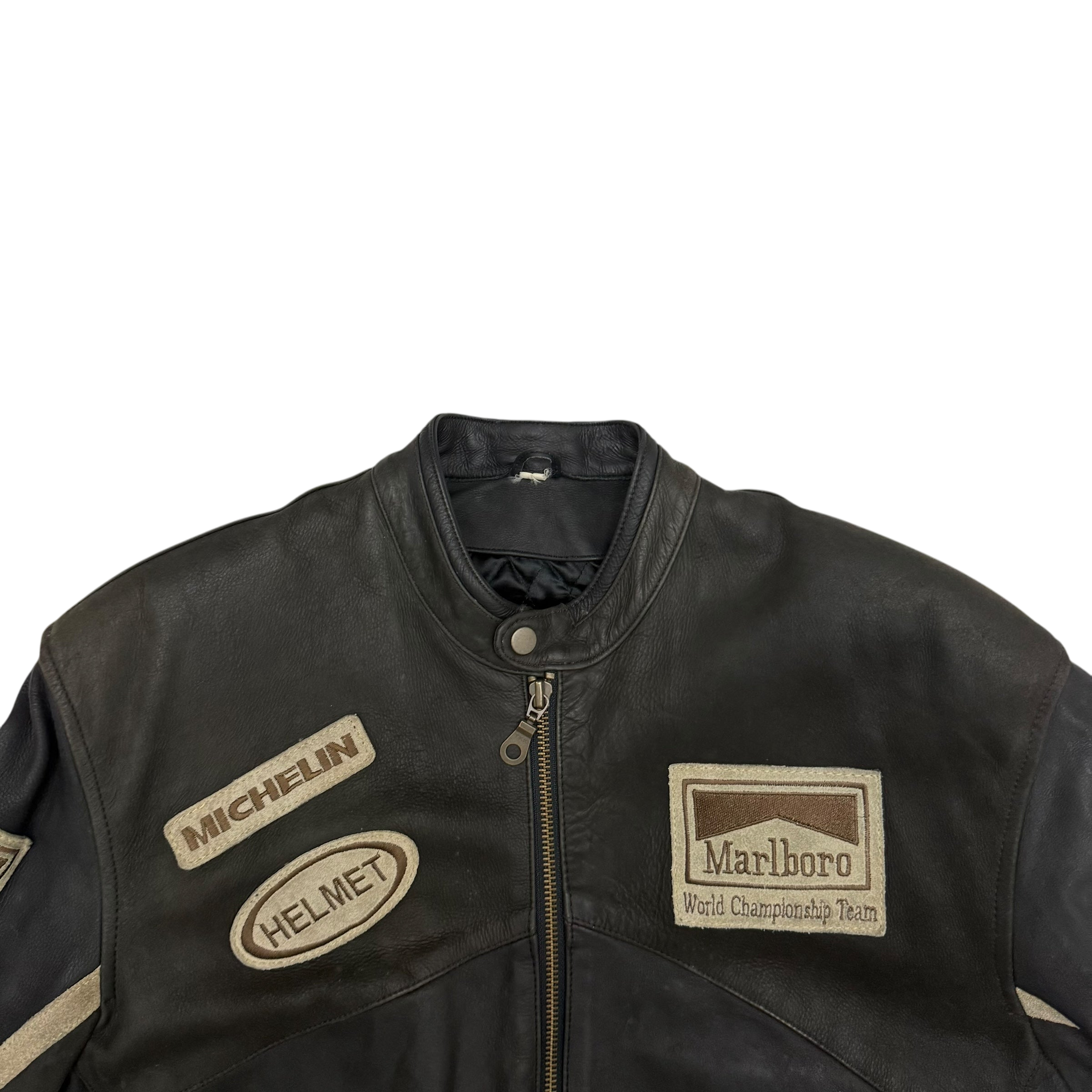 Marlboro 90s Leather Racing Jacket Black (fits L)