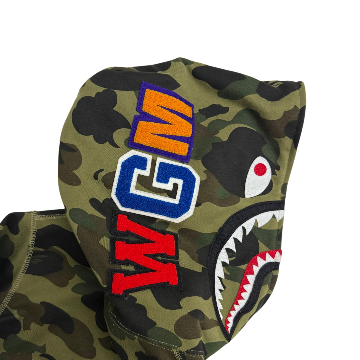 BAPE (A Bathing Ape) 1st Camo Gore Windstopper Camo Shark Zip-Up Hoodie Green (Size S)