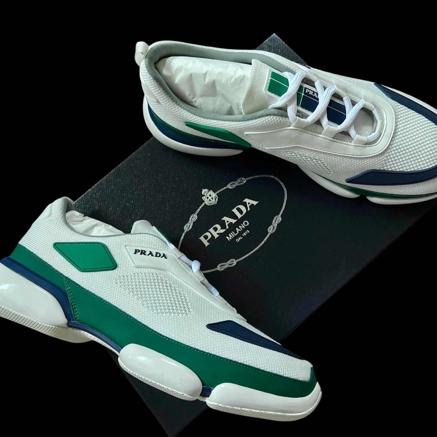 Prada Cloudbust Low Green / Navy / White (US9-10 mens)