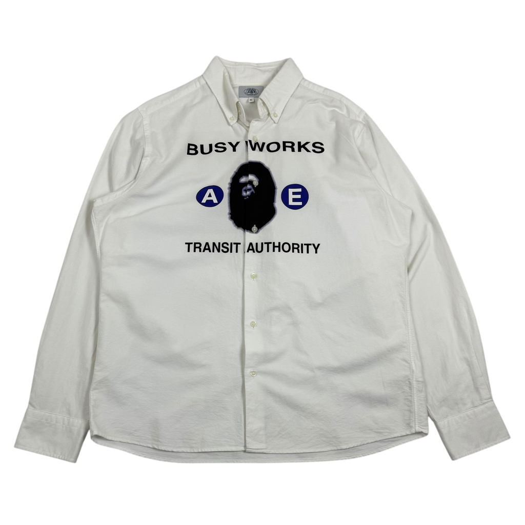 A Bathing Ape (Bape) Busy Works Transit Authority Shirt White (Fits L-XL)