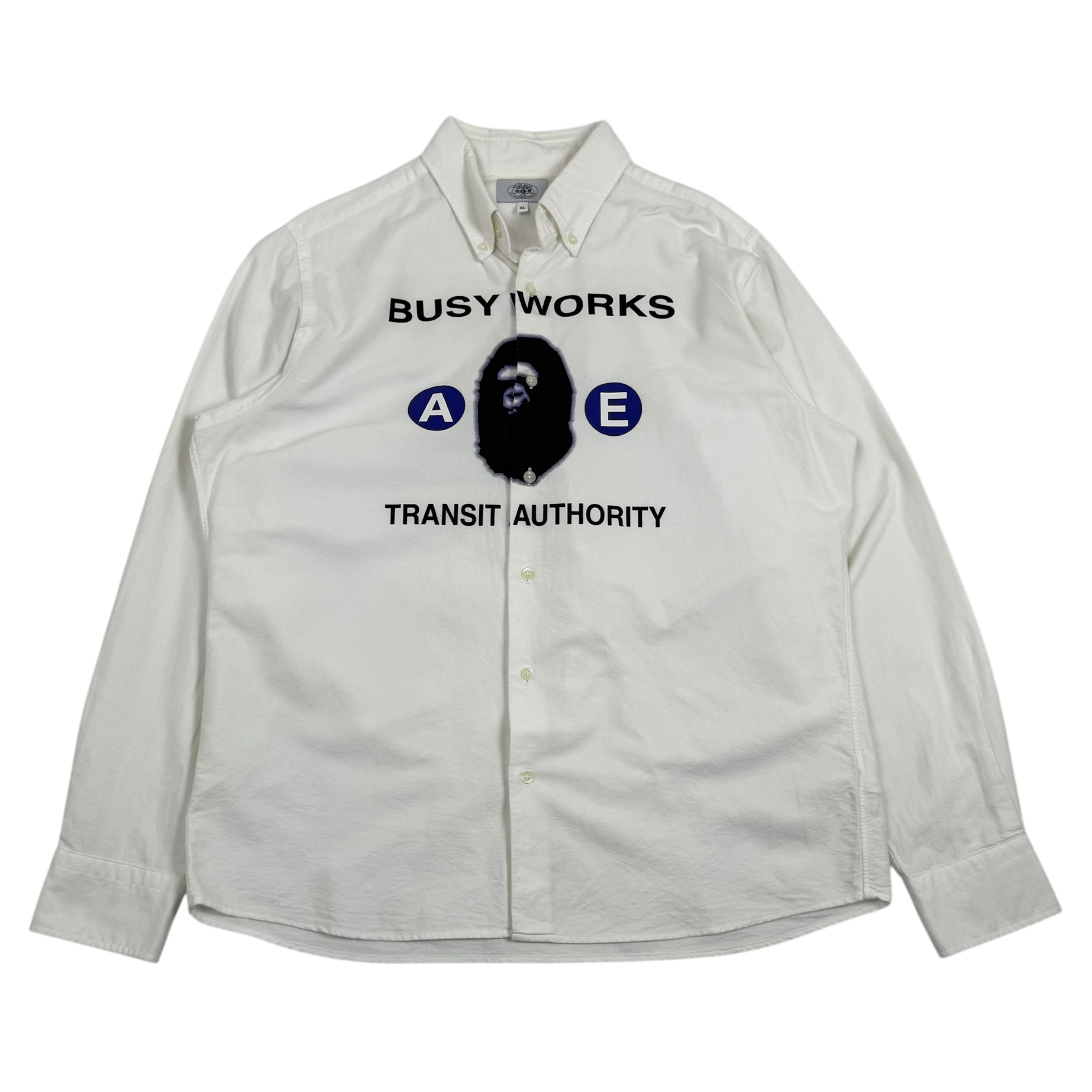 A Bathing Ape (Bape) Busy Works Transit Authority Shirt White (Fits L-XL)