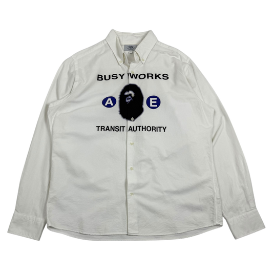 A Bathing Ape (Bape) Busy Works Transit Authority Shirt White (Fits L-XL)