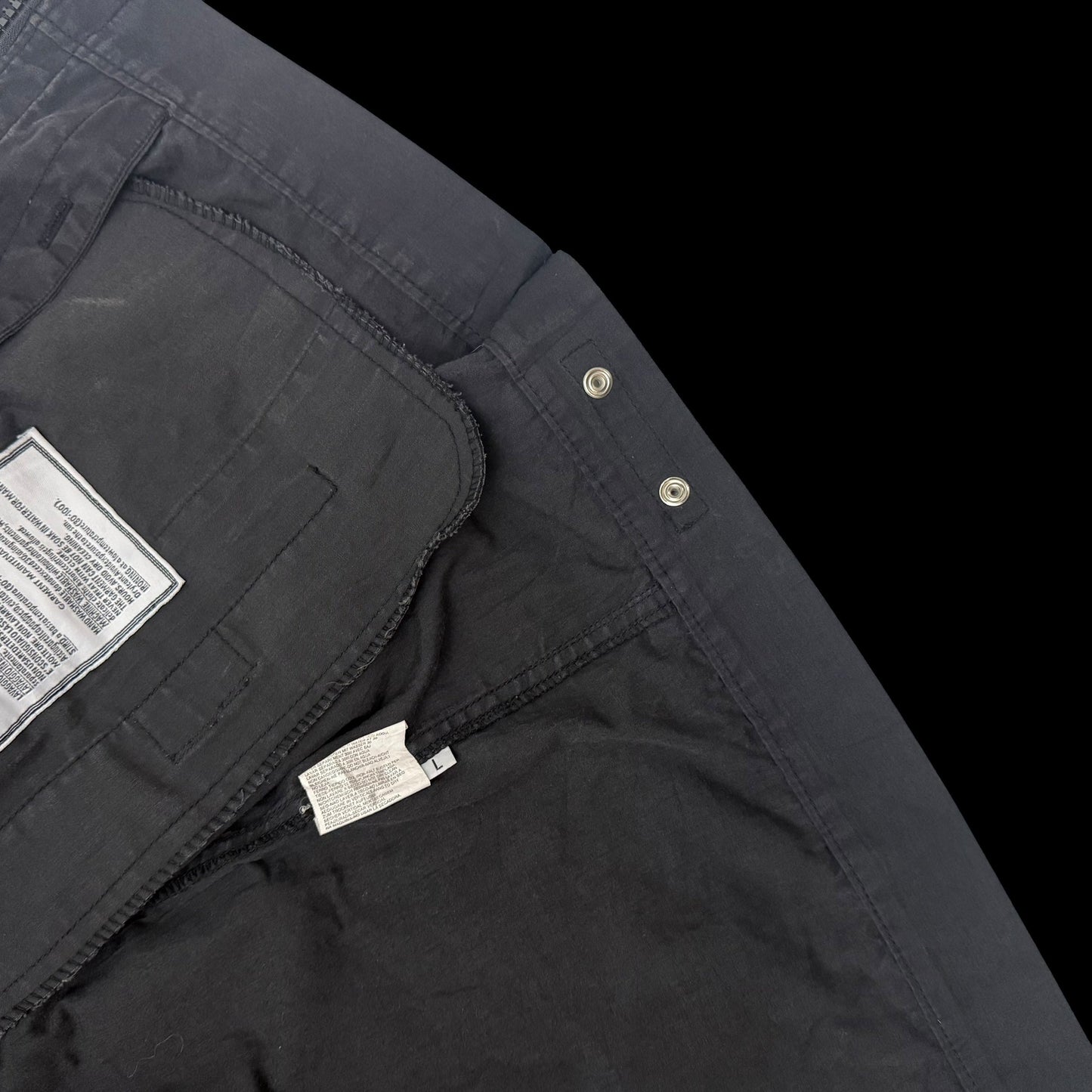 Stone Island SS 2004 Black Raso Gommato Jacket Black (Size L)