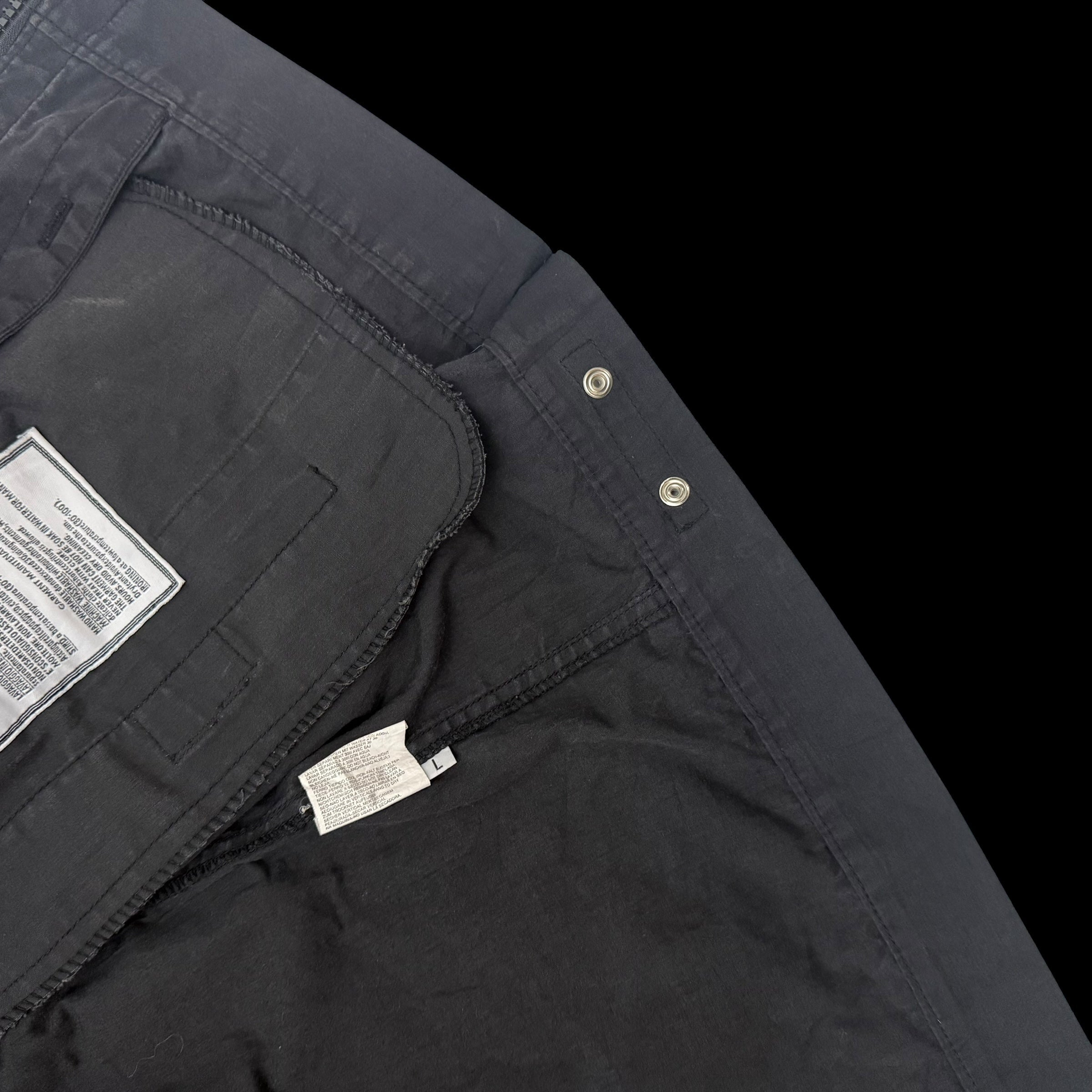 Stone Island SS 2004 Black Raso Gommato Jacket Black (Size L)