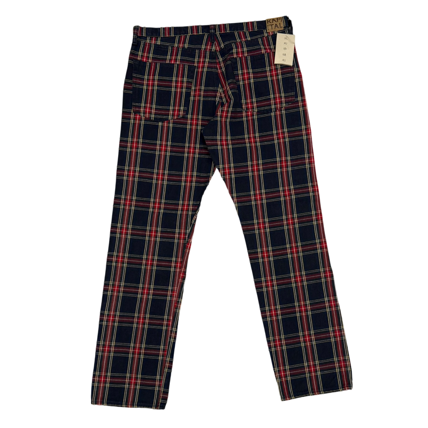 Kapital 11oz Tartan Check 5P Monkey Cisco Jeans (Studs Remake) Red (Size 36”)