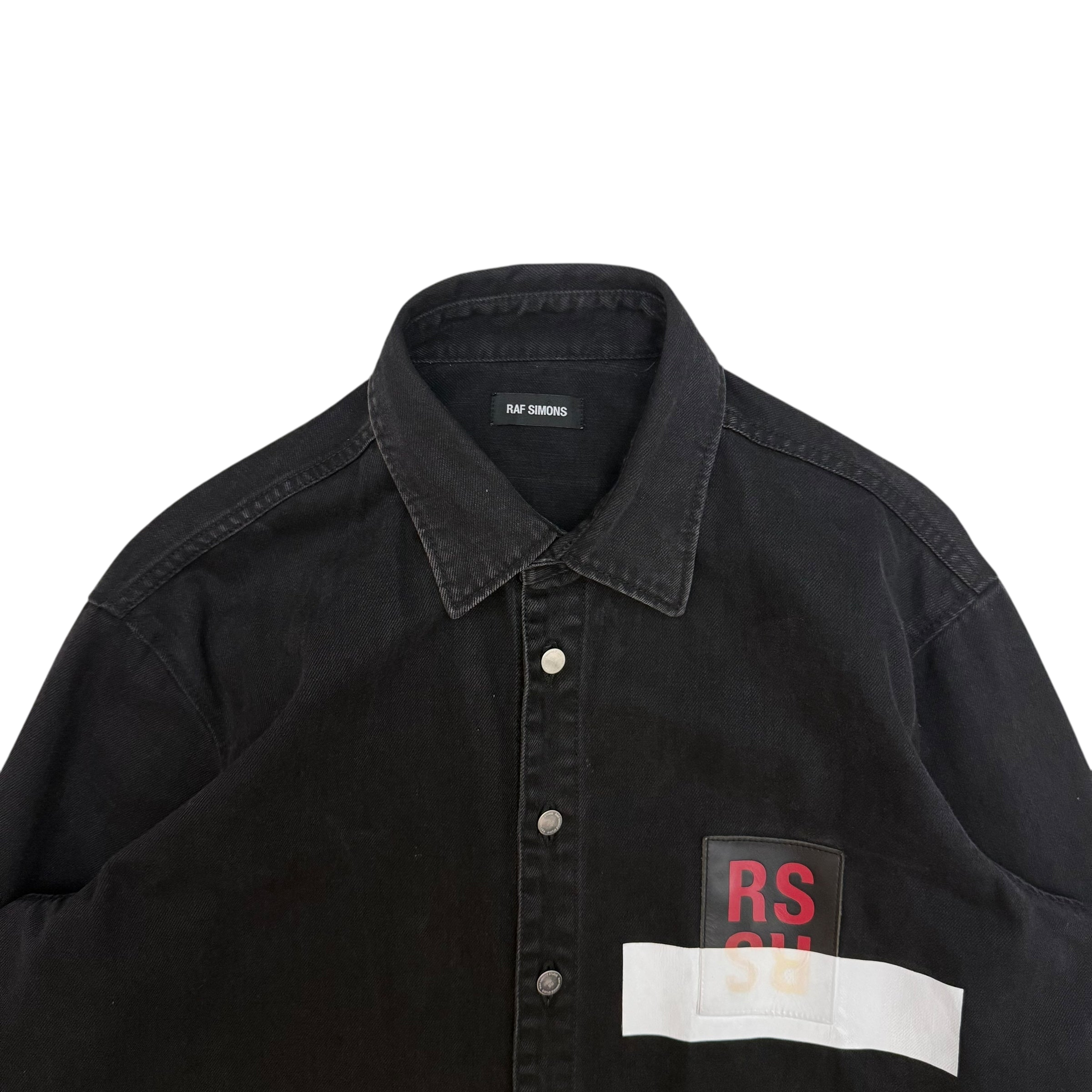 Raf Simons SS17 Carry Over Taped Logo Patch Denim Shirt (fits L-XL)