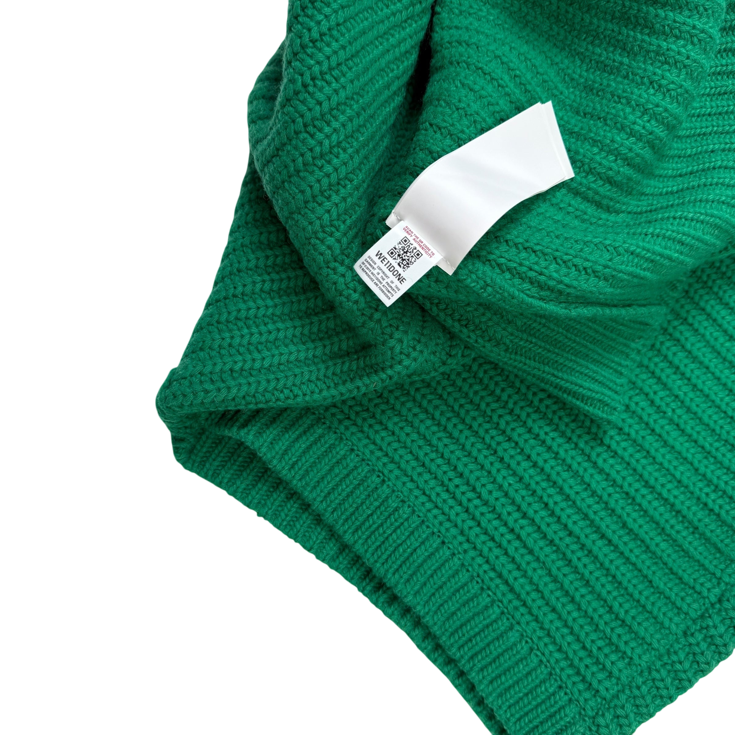 We11done Ribbed Wool Multi-Logo Square Knit Vest Green (Size L)