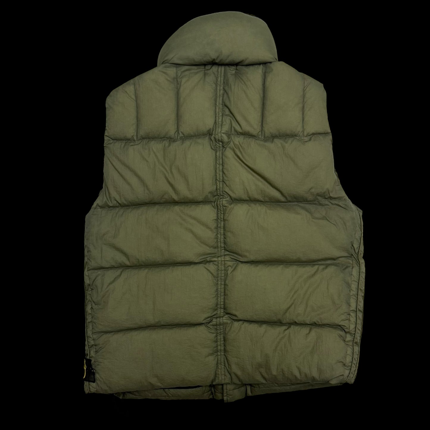 Stone Island AW10 Opaque Nylon Tela Mesh Badge Down Gilet Army Green (Fits M-L)