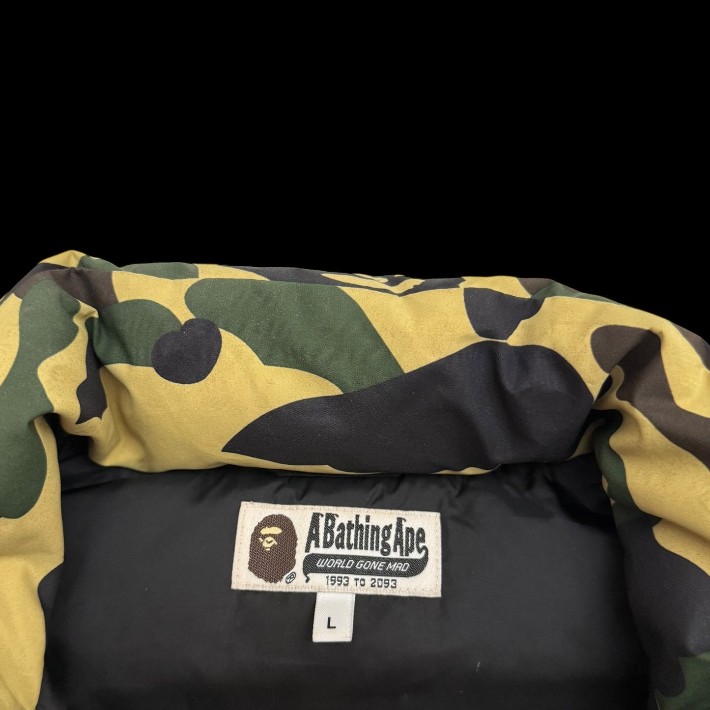BAPE (A Bathing Ape) 1st Camo Down Vest Yellow (Fits M-L)