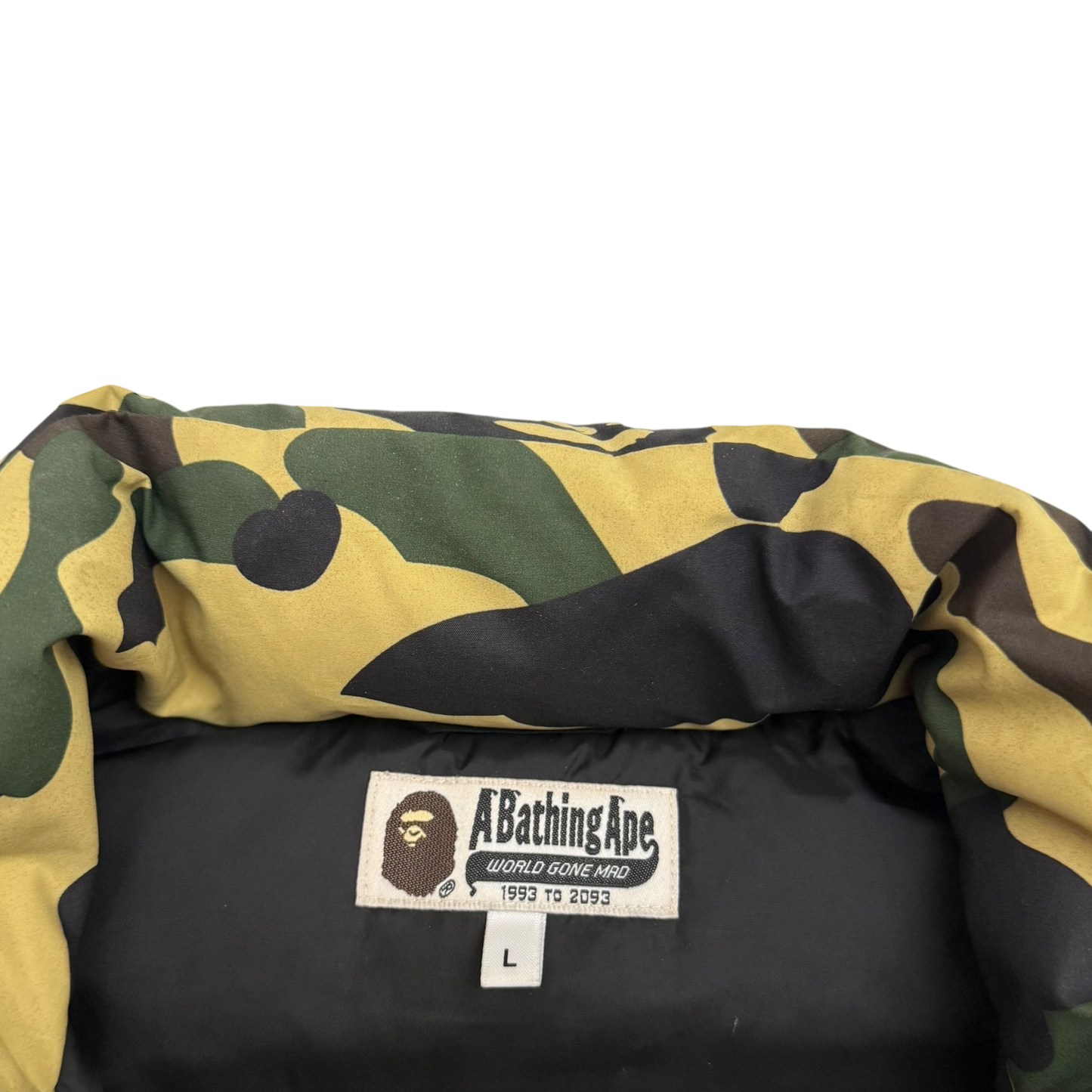 BAPE (A Bathing Ape) 1st Camo Down Vest Yellow (Fits M-L)