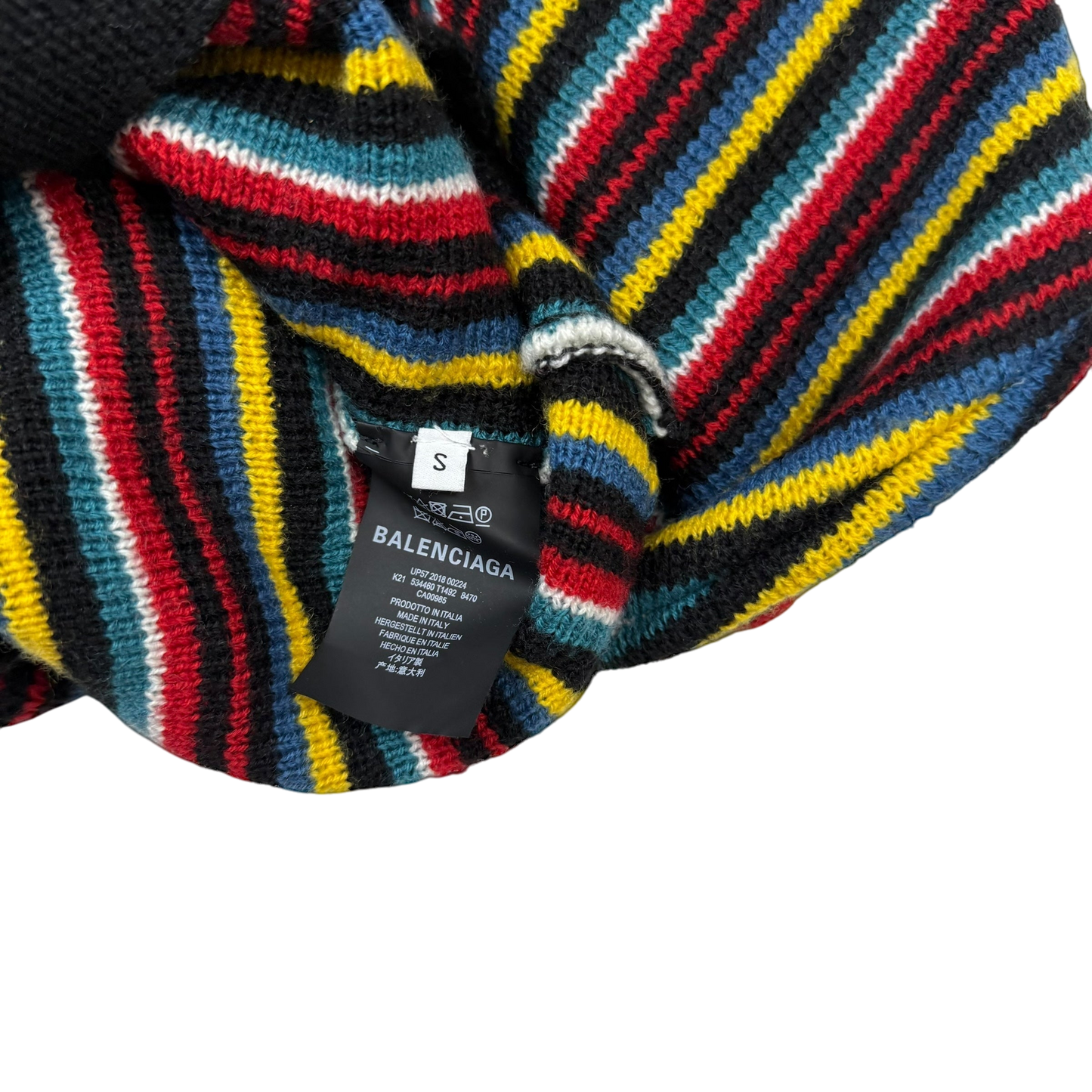 Balenciaga AW18 Oversized Distressed Striped Sweatshirt Multicolour (fits up to XL)