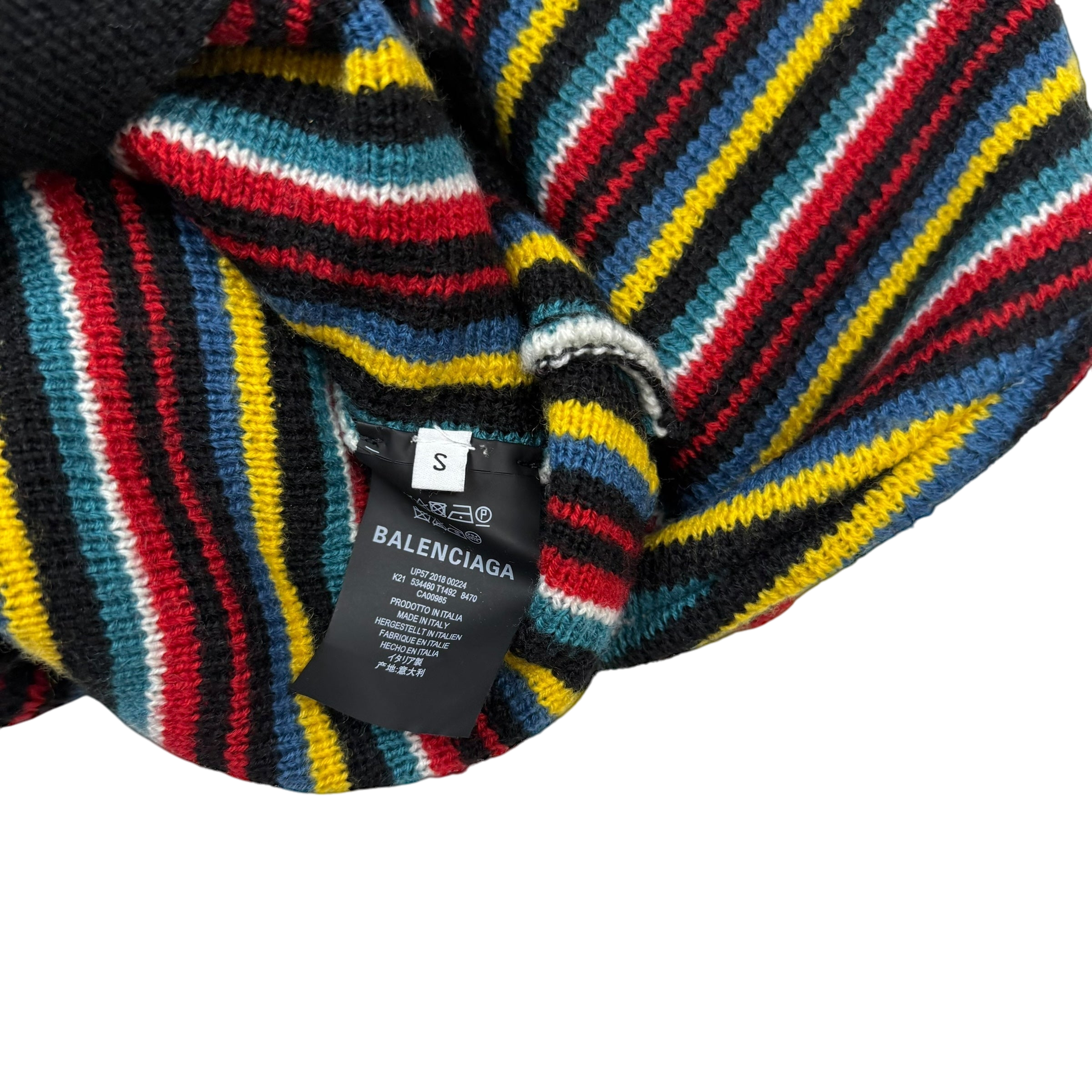 Balenciaga AW18 Oversized Distressed Striped Sweatshirt Multicolour (fits up to XL)