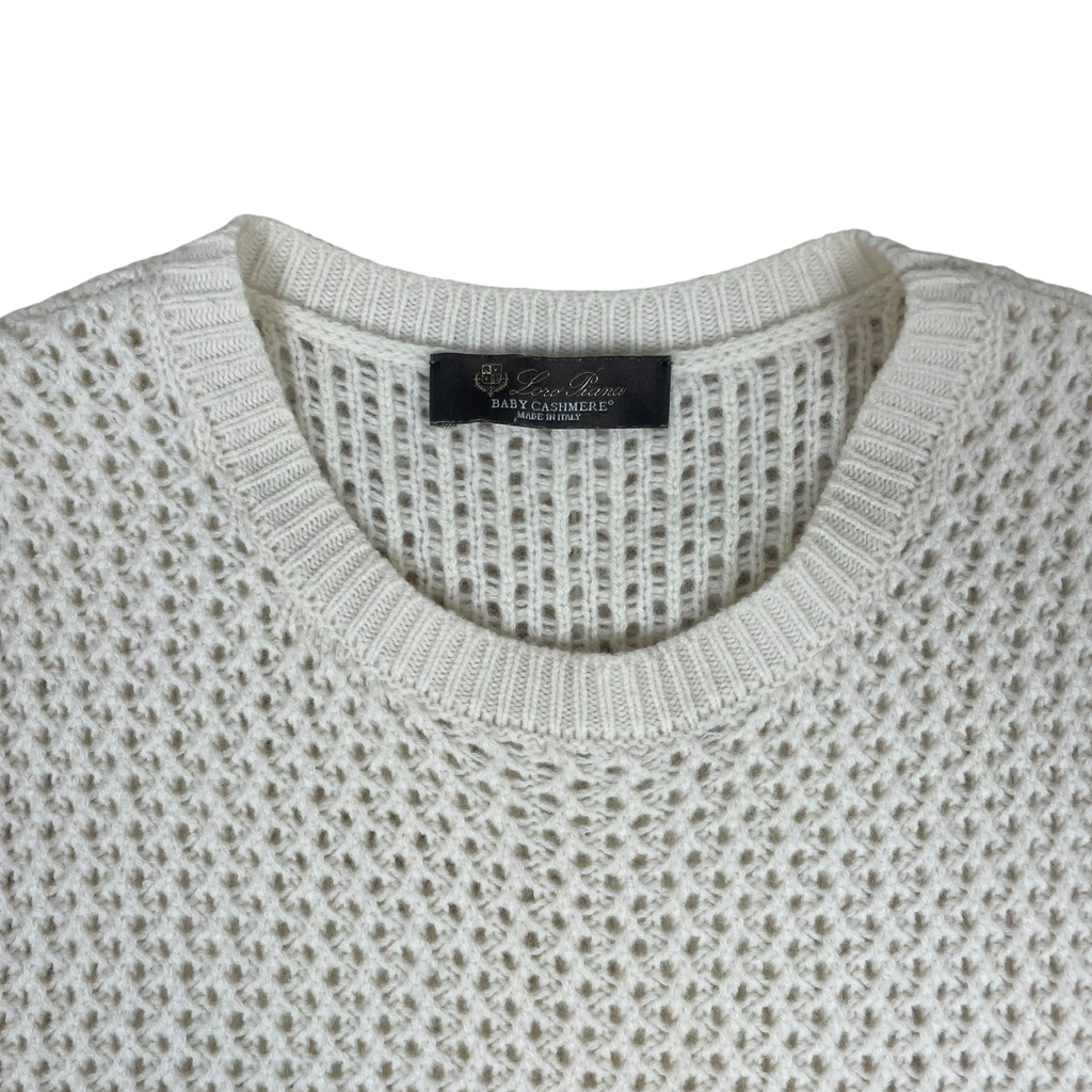 Loro Piana Pointelle-Knit Cashmere Dress Cream (Fits S-M Womens)