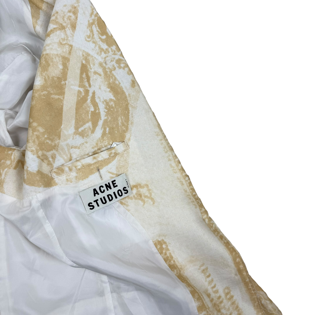 Acne Studios SS13 Resort Linen Blend Raw Hem Jinx Currency Blazer Yellow/White (Size 36)