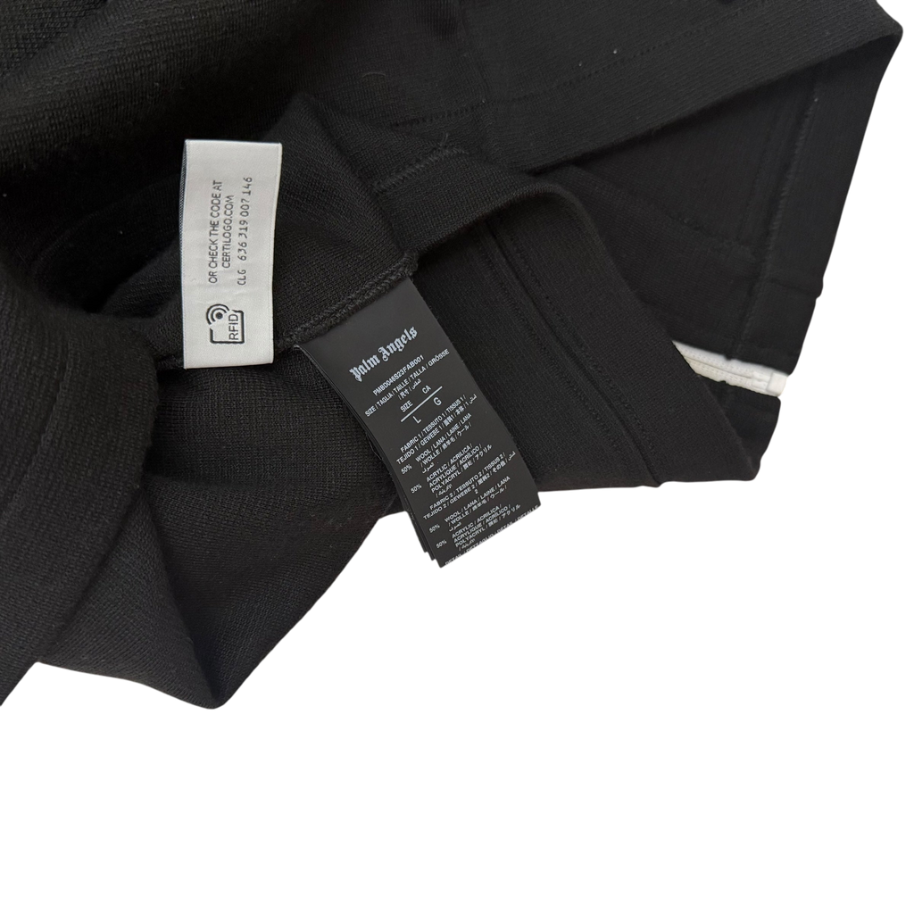 Palm Angels Wool Blend Collar Knit Track Jacket Black/Off White (Size L)