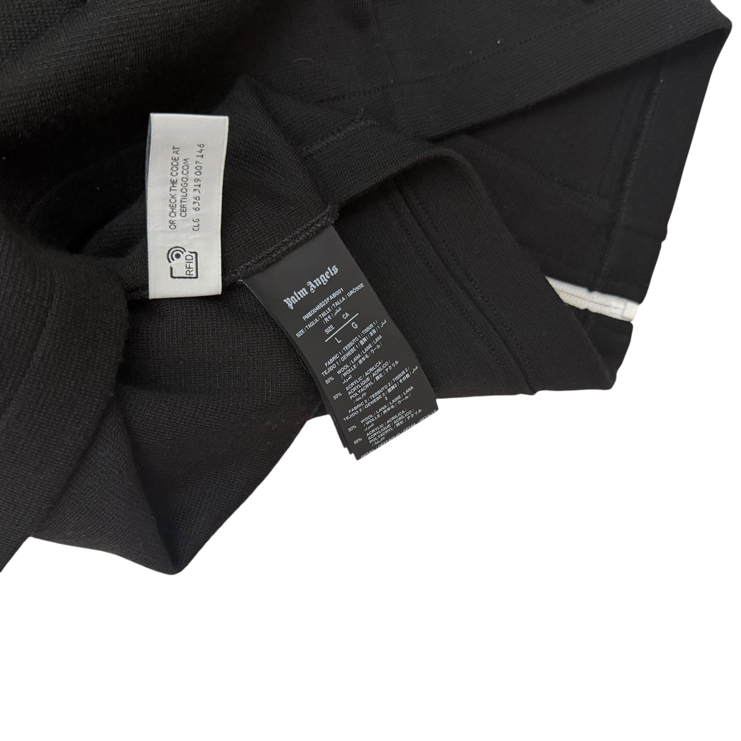 Palm Angels Wool Blend Collar Knit Track Jacket Black/Off White (Size L)