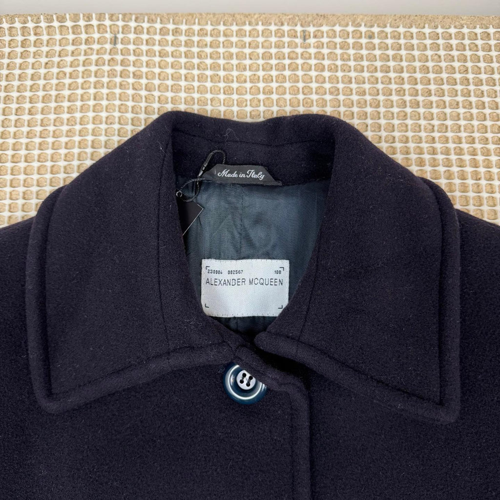 Alexander McQueen Cashmere Wool Long Overcoat Navy (Size 40)