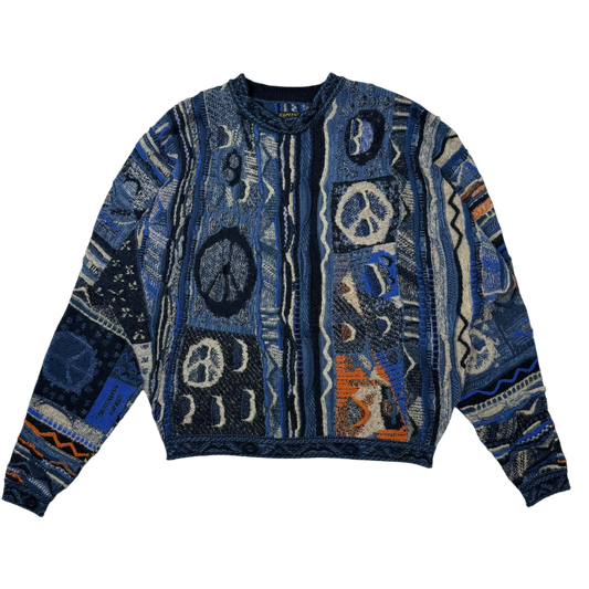 Kapital 7G Gaudy Knit Peace Sweatshirt Blue (fits M-L)