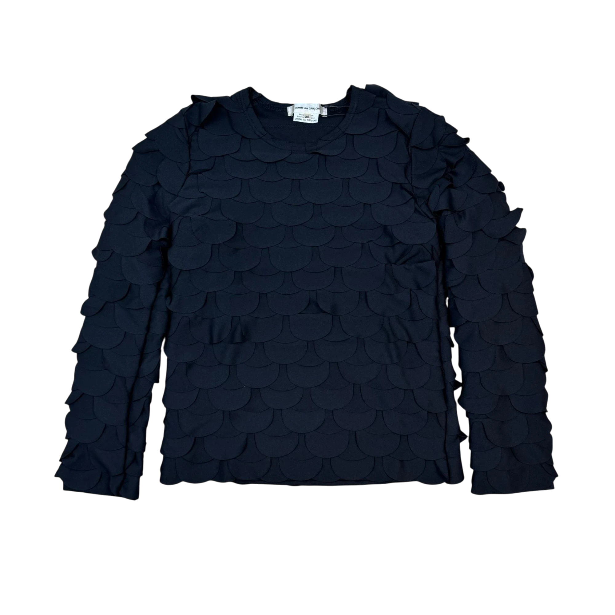Comme des Garçons Scalloped Fish Scale Long Sleeve Black (Size XS)