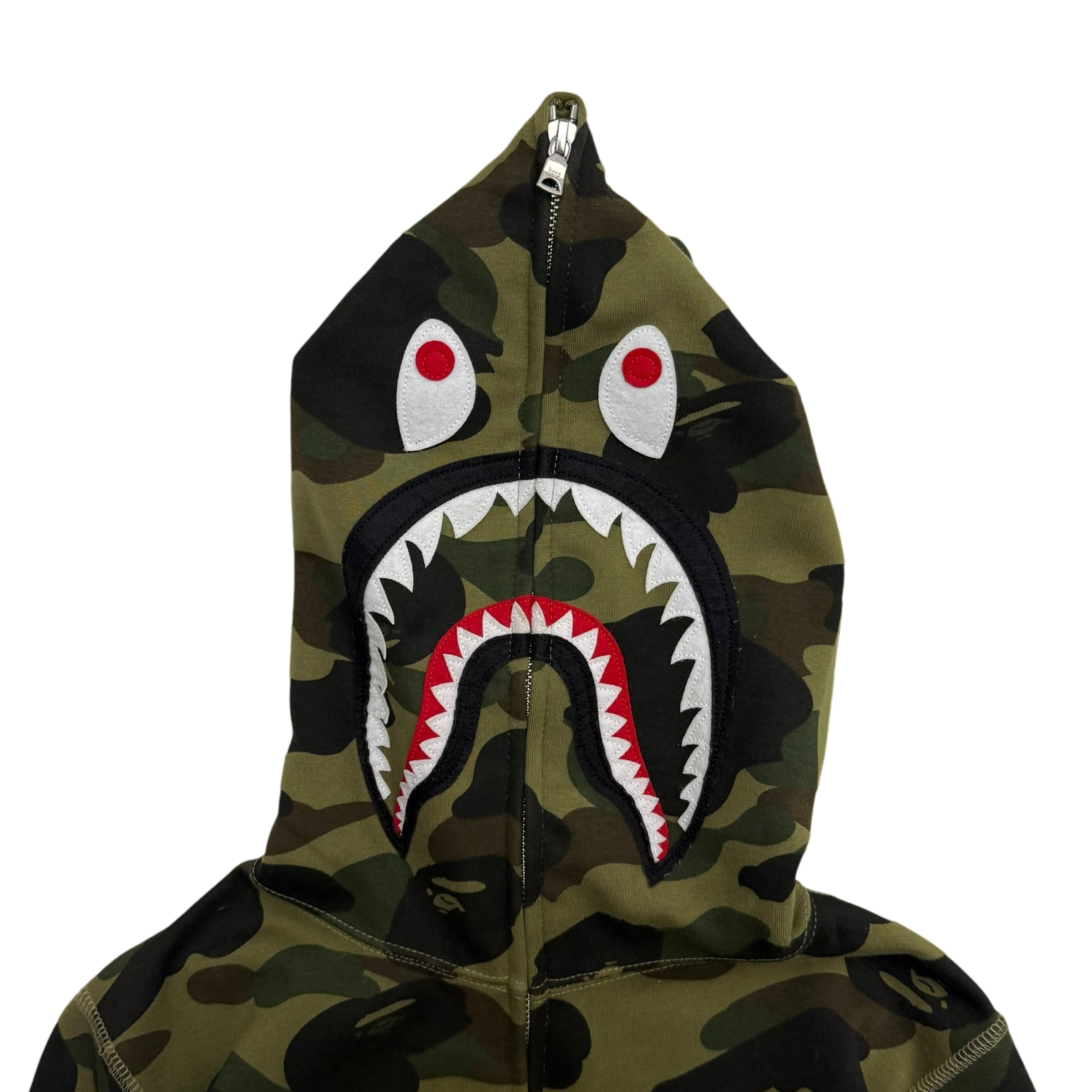 BAPE (A Bathing Ape) 1st Camo Gore Windstopper Camo Shark Zip-Up Hoodie Green (Size S)