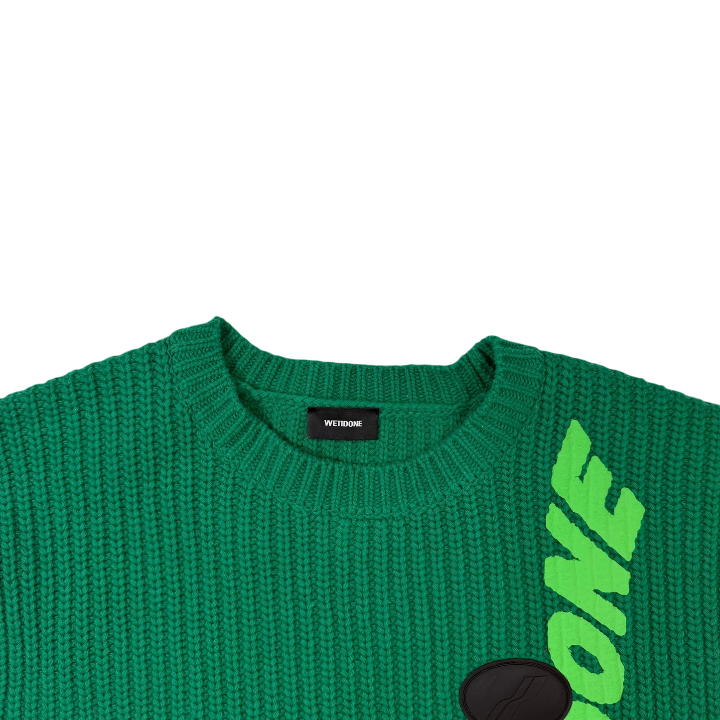 We11done Ribbed Wool Multi-Logo Square Knit Vest Green (Size L)