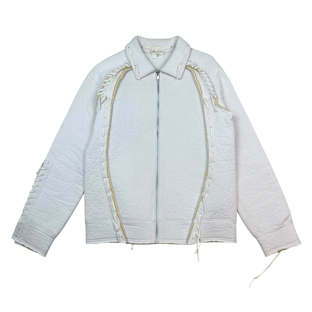 Comme des Garçons AD2004 Poly Zip Lace Up Jacket White (Size M)