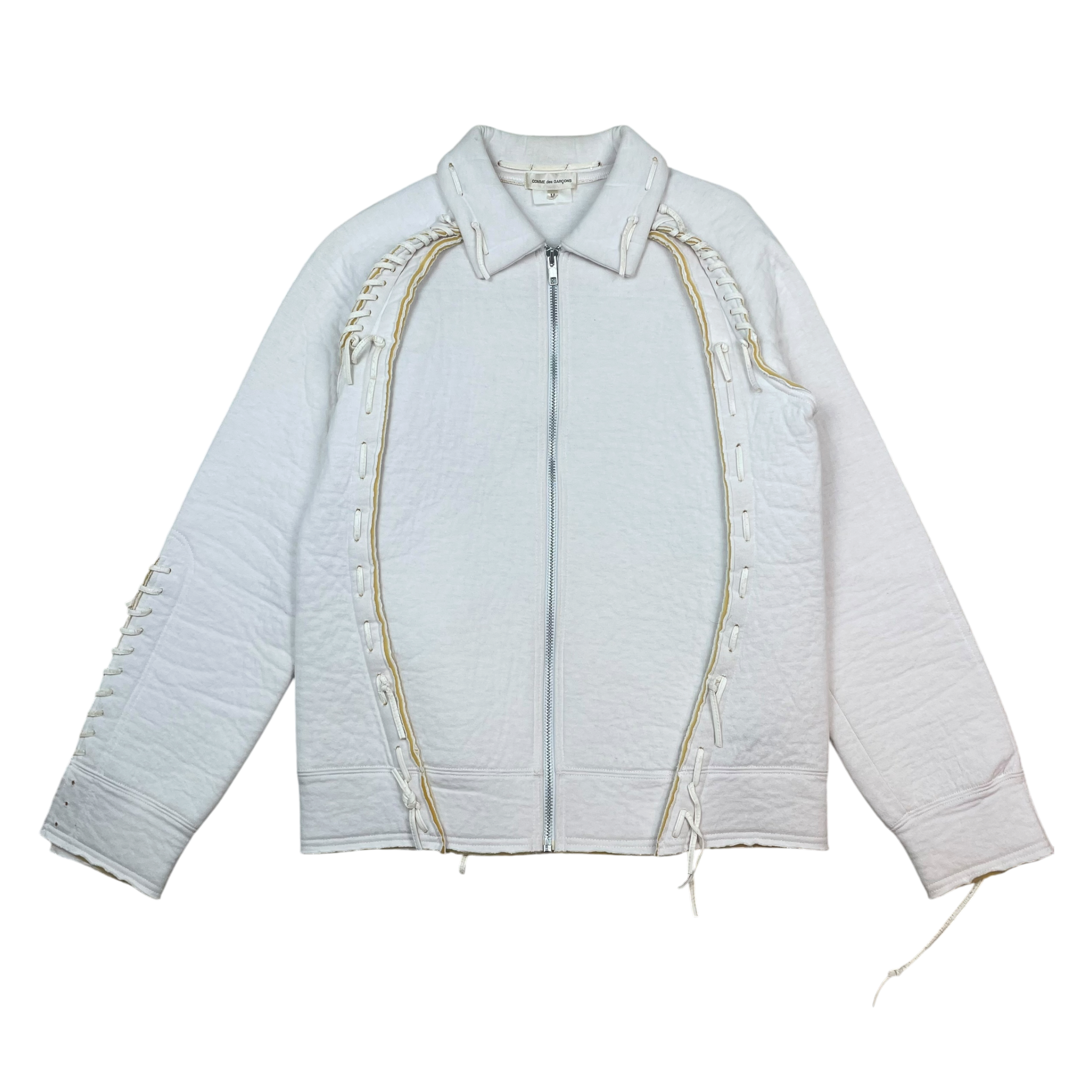 Comme des Garçons AD2004 Poly Zip Lace Up Jacket White (Size M)