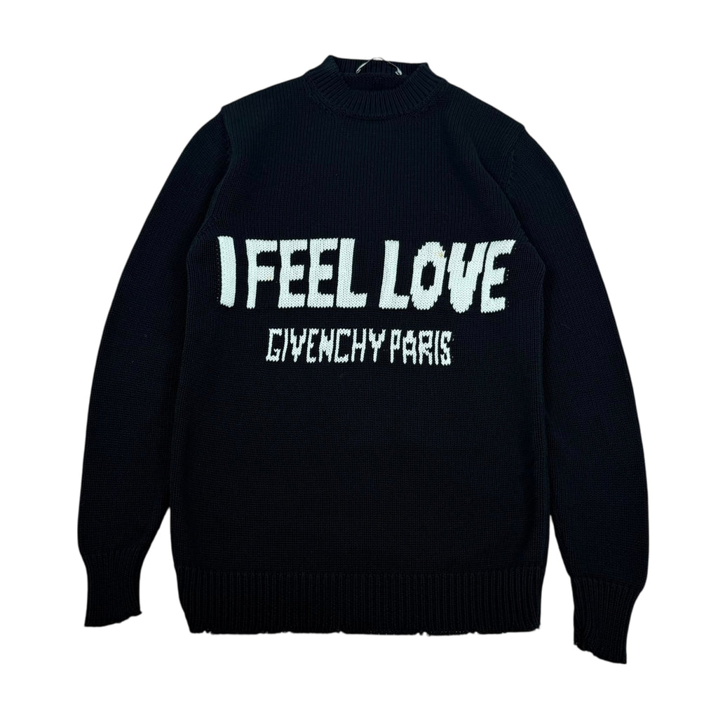 Givenchy ‘I FEEL LOVE’ Intarsia Cotton Knit Oversized Sweatshirt Black (Fits XS-M)