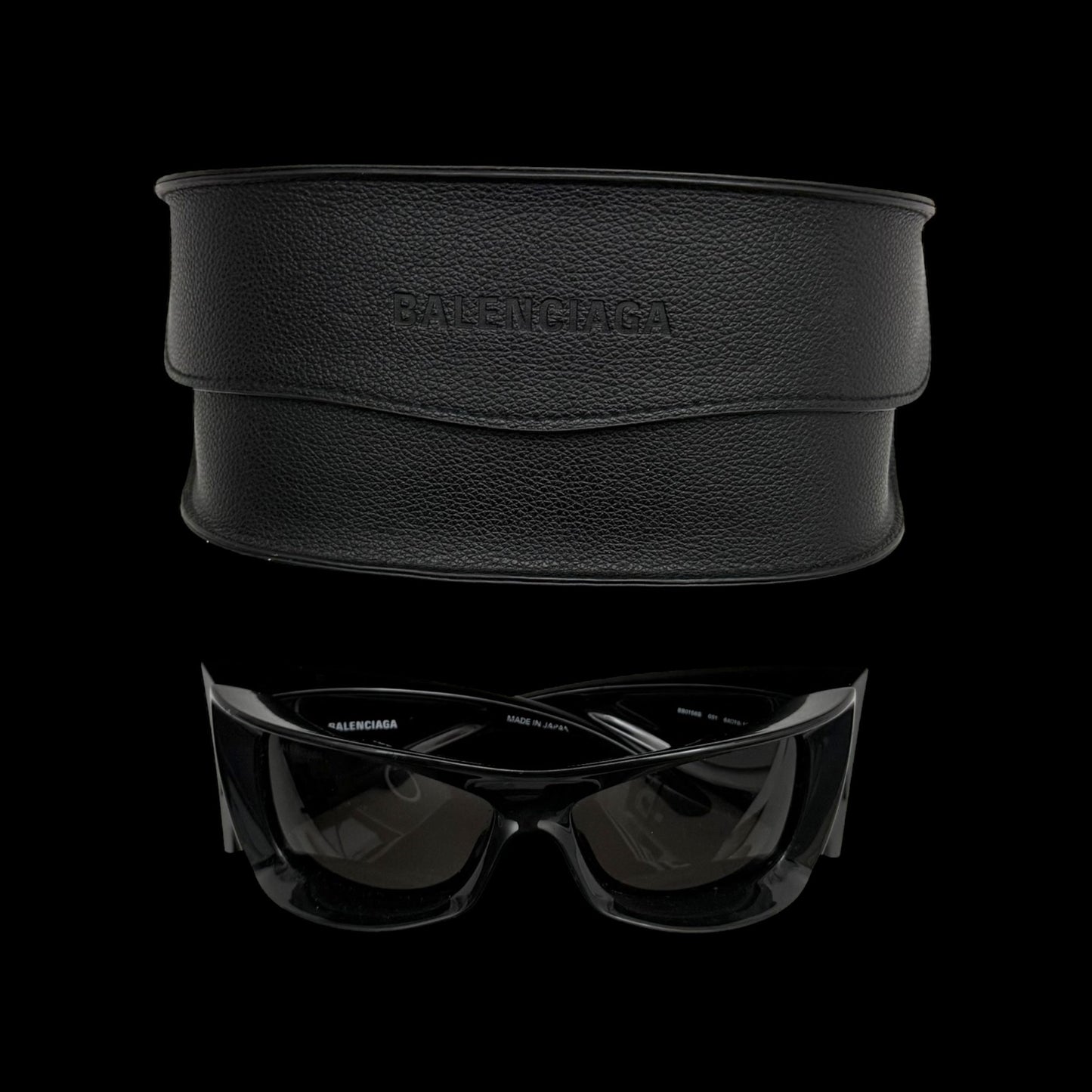 Balenciaga BB0156S Oversized Wrap Sunglasses Black