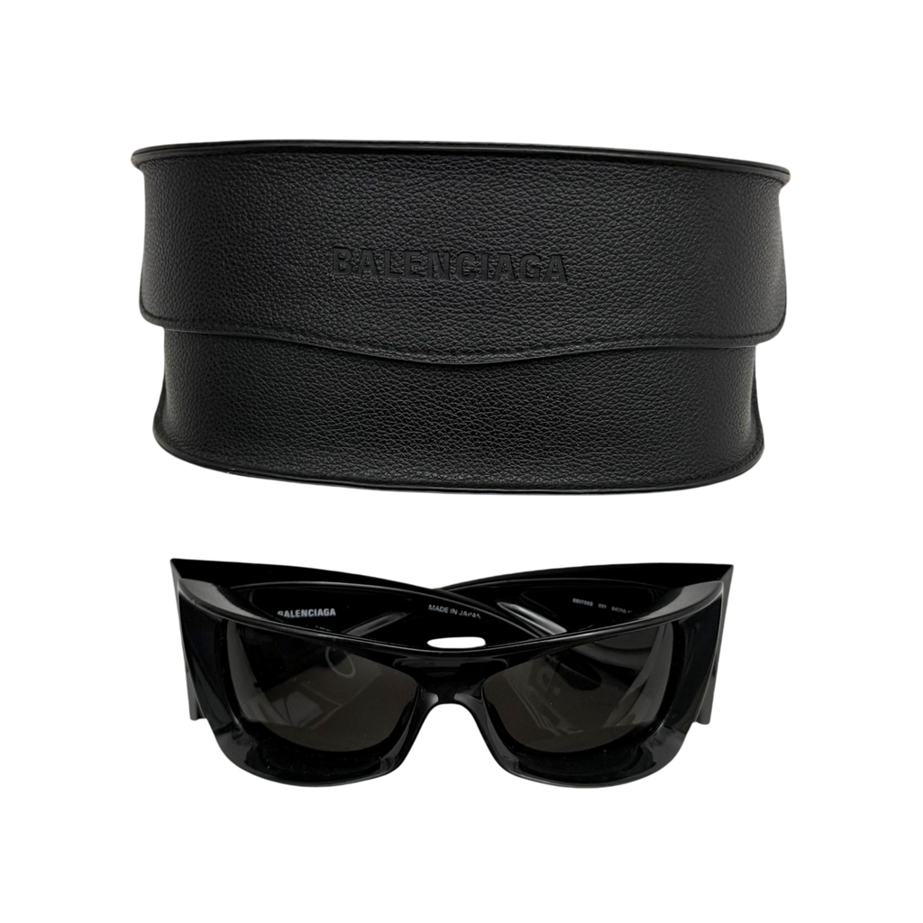 Balenciaga BB0156S Oversized Wrap Sunglasses Black