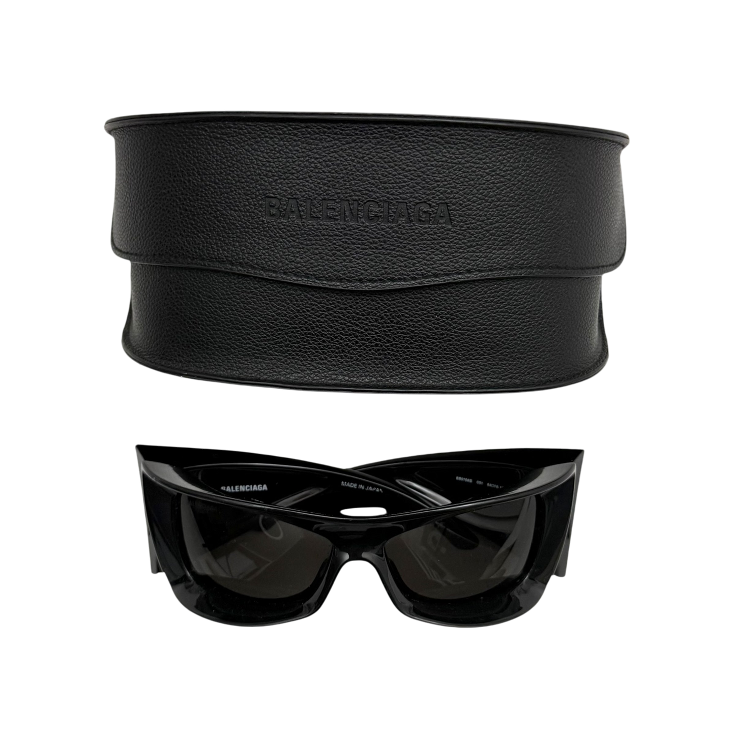 Balenciaga BB0156S Oversized Wrap Sunglasses Black