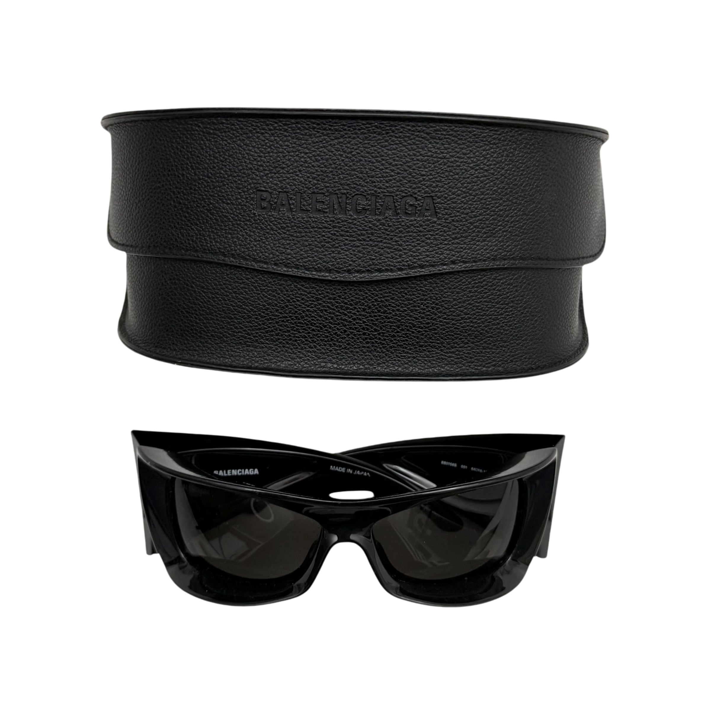 Balenciaga BB0156S Oversized Wrap Sunglasses Black