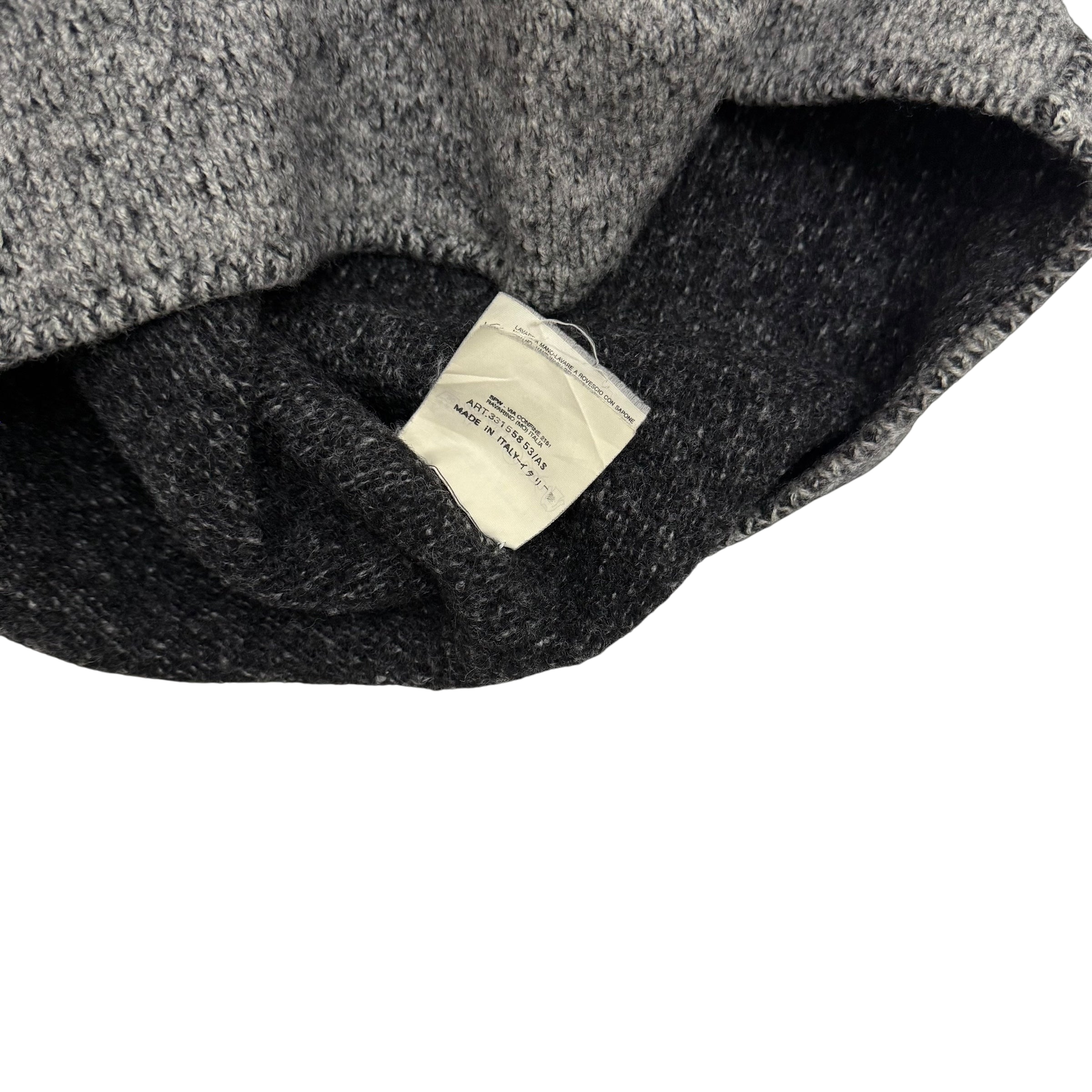 Stone Island AW 2000 Cropped Pure Wool Knit Sweatshirt Grey (fits M-XL womens)