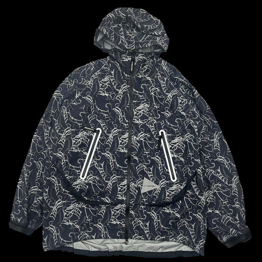 And Wander Reflective Printed Rain Jacket ‘Charcoal’(Fits XL)