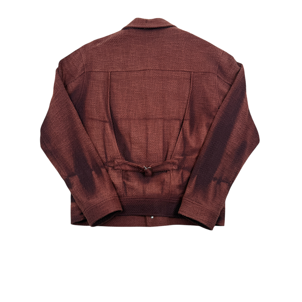 JiyongKim AW23 Sun-Bleached Tweed Trucker Jacket Red (Size L)