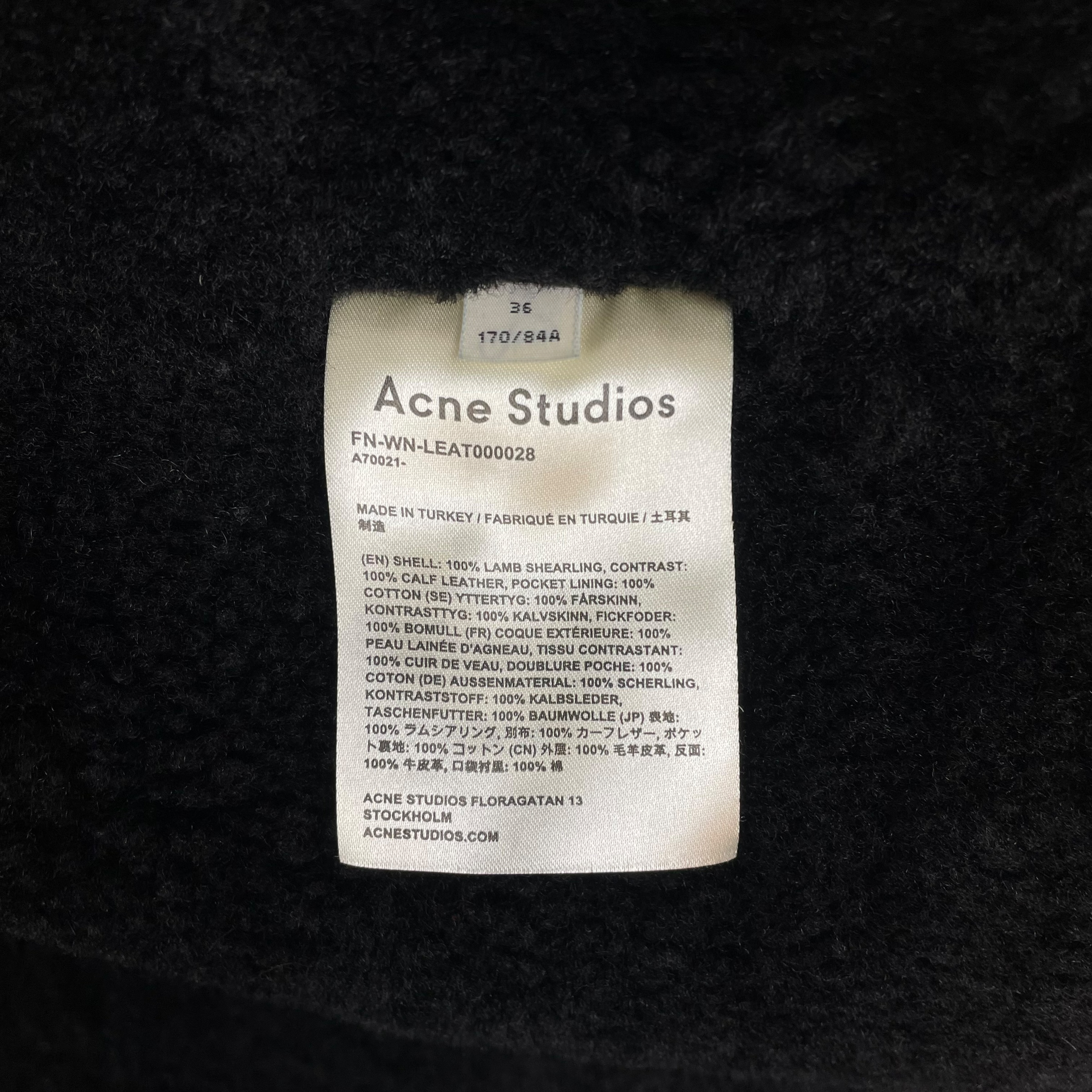 Acne Studios Shearling Fur Jacket Black (Size 36)