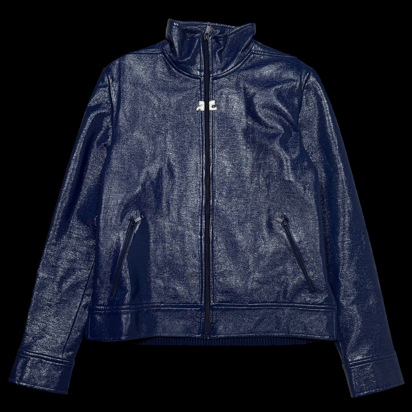 Courrèges FW22 Funnel-Neck Vinyl Jacket Blue (Fits M-L)
