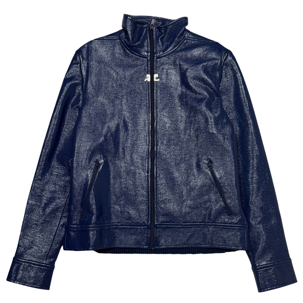 Courrèges FW22 Funnel-Neck Vinyl Jacket Blue (Fits M-L)