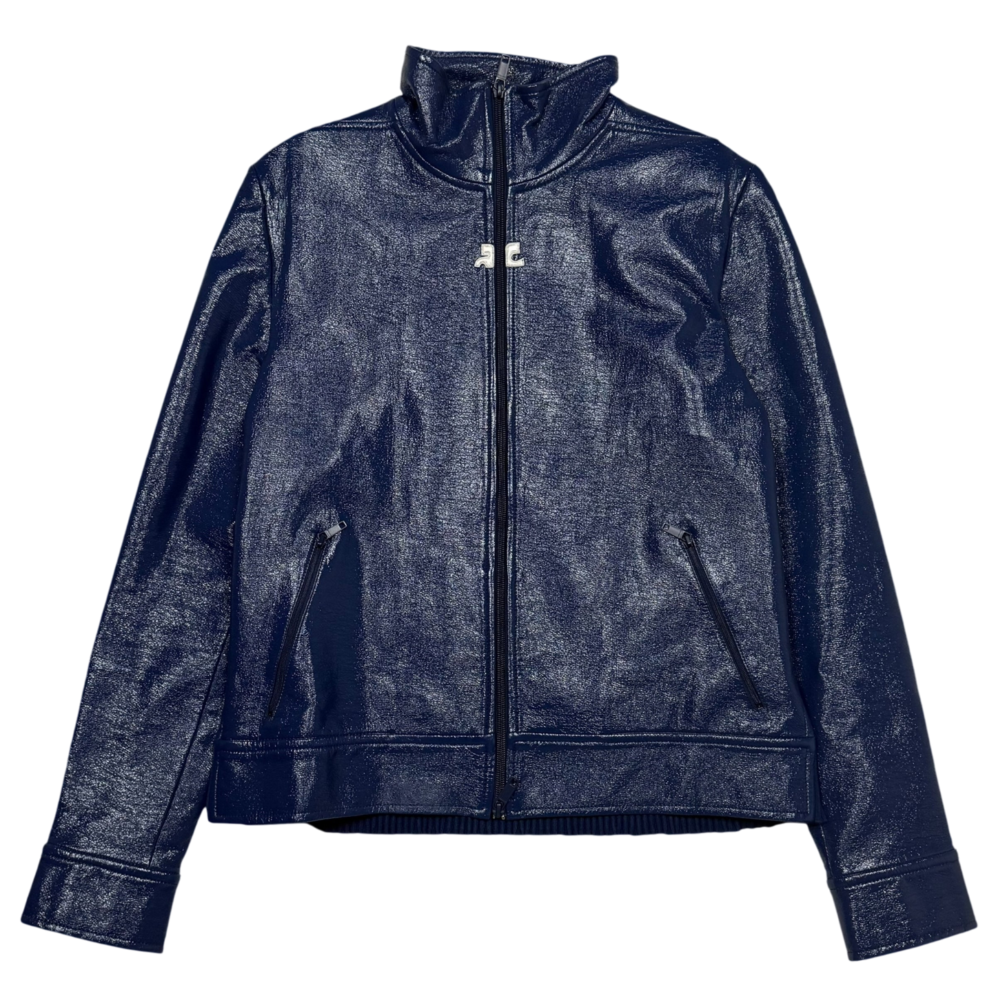 Courrèges FW22 Funnel-Neck Vinyl Jacket Blue (Fits M-L)