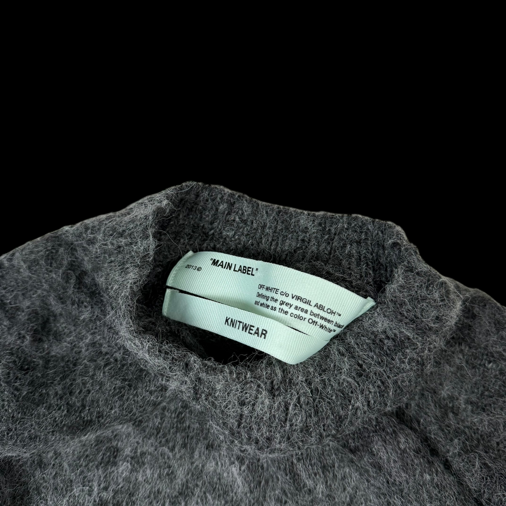 Off-White c/o Virgil Abloh Arrows-Intarsia Gradient Mohair Oversized Sweatshirt Grey (Fits Up To XL)
