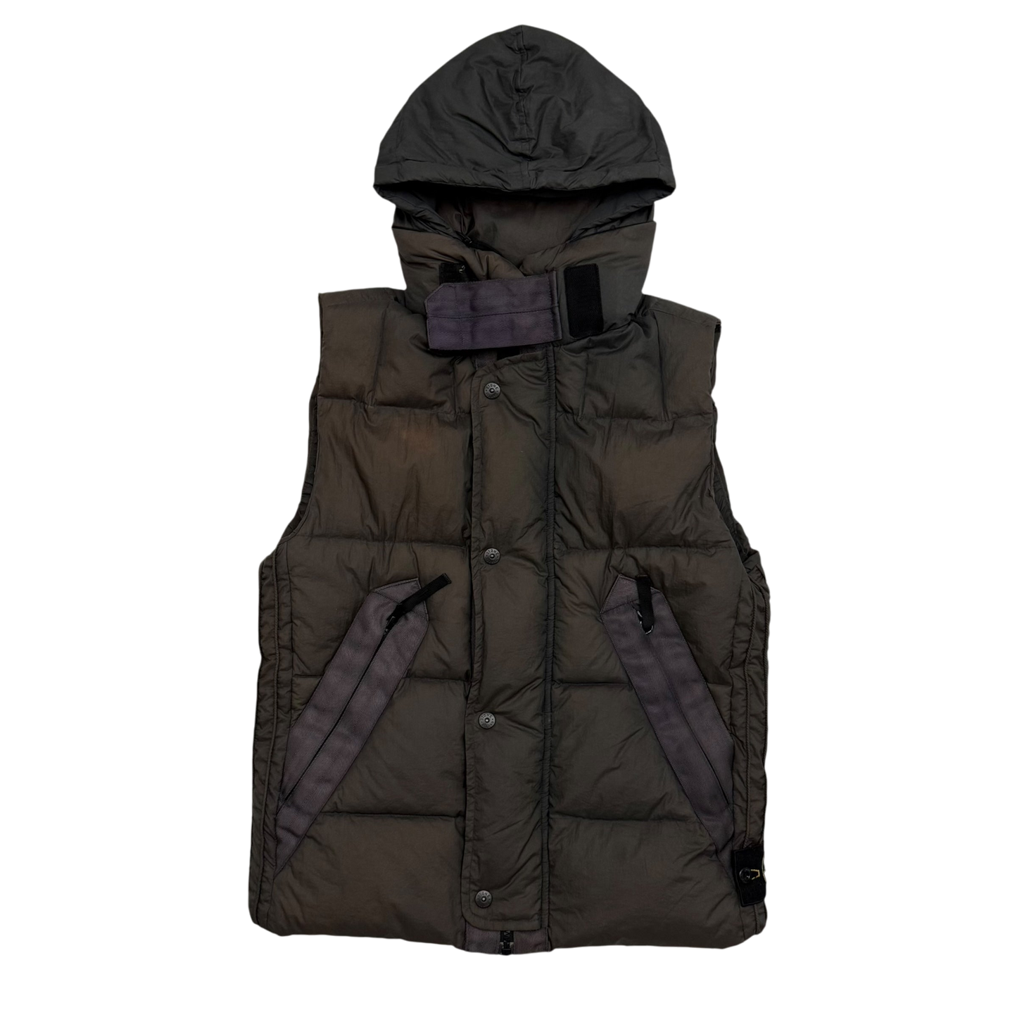 Stone Island AW 2009 Opaque Nylon Tela Down Gilet Brown (Size S)