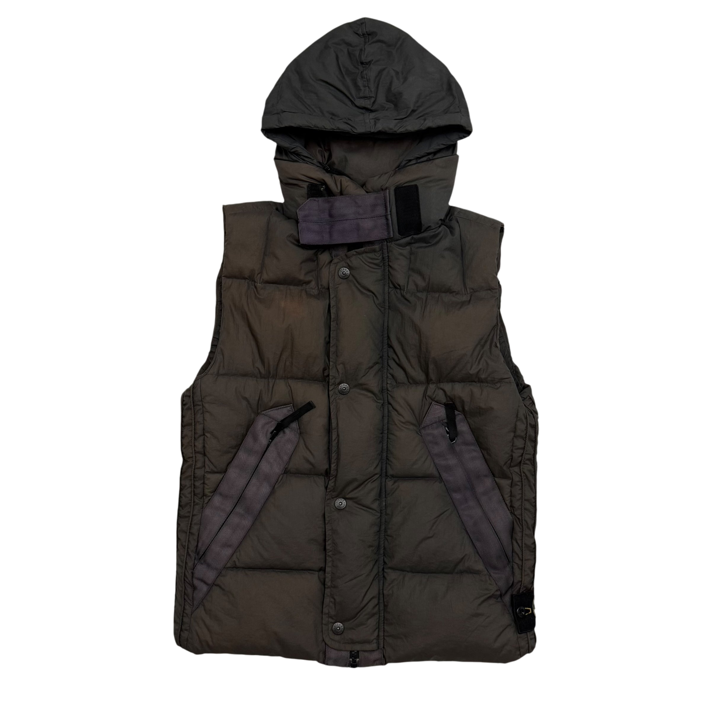 Stone Island AW 2009 Opaque Nylon Tela Down Gilet Brown (Size S)