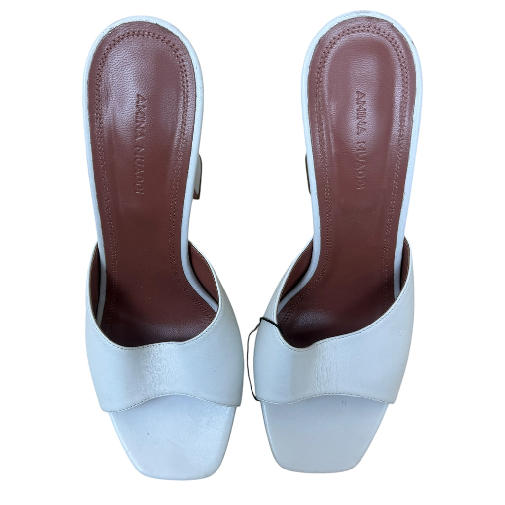 Amina Muaddi White Dalida Heels (Size EU37.5)