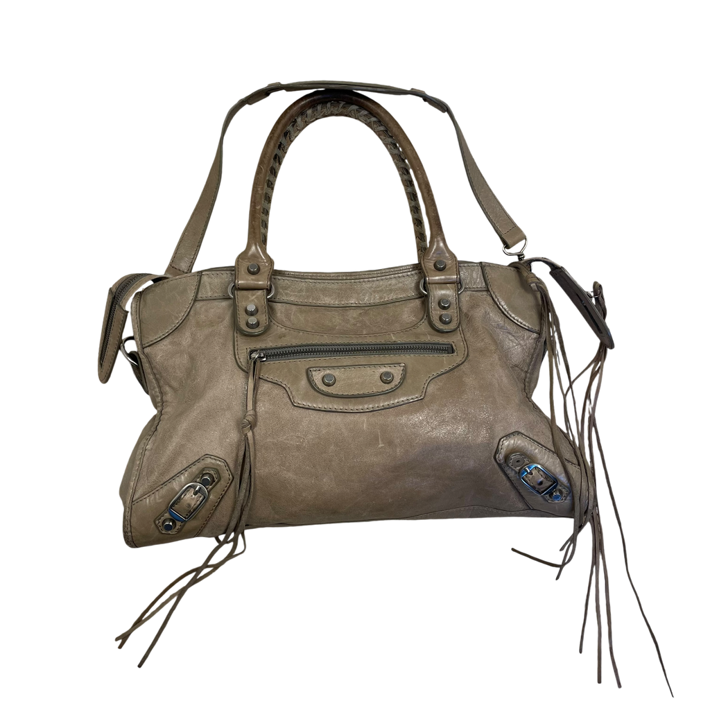 Balenciaga Leather City Bag Taupe