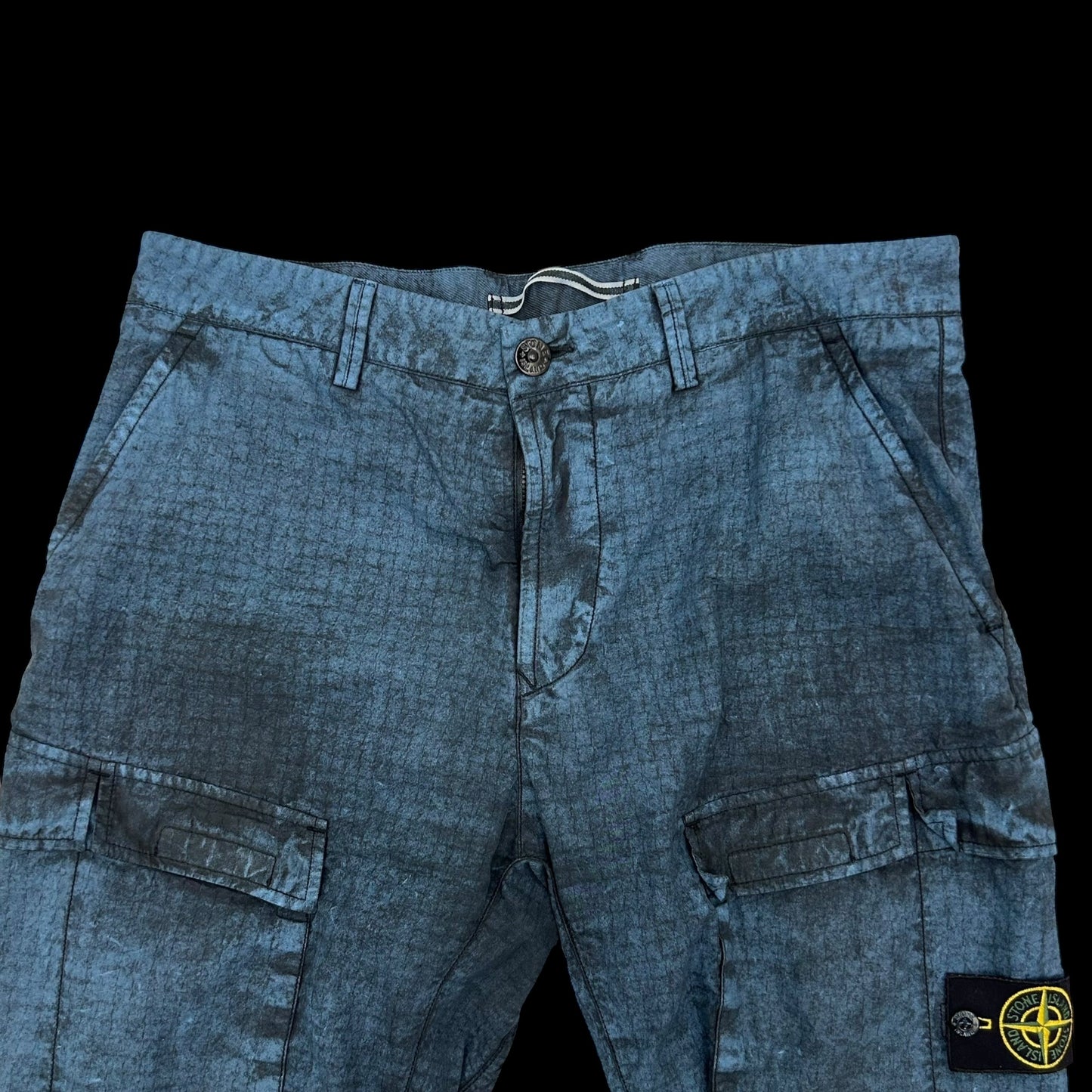 Stone Island Type SL Grid Tela Dust Treatment Blue Cargo Pants (Size 34”)