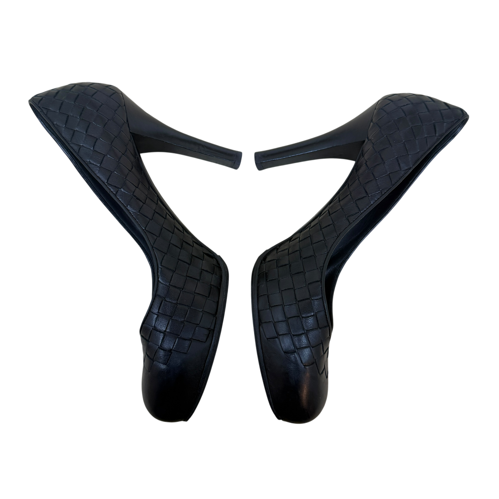 Bottega Veneta Woven Leather Heels Black (Size EU39)