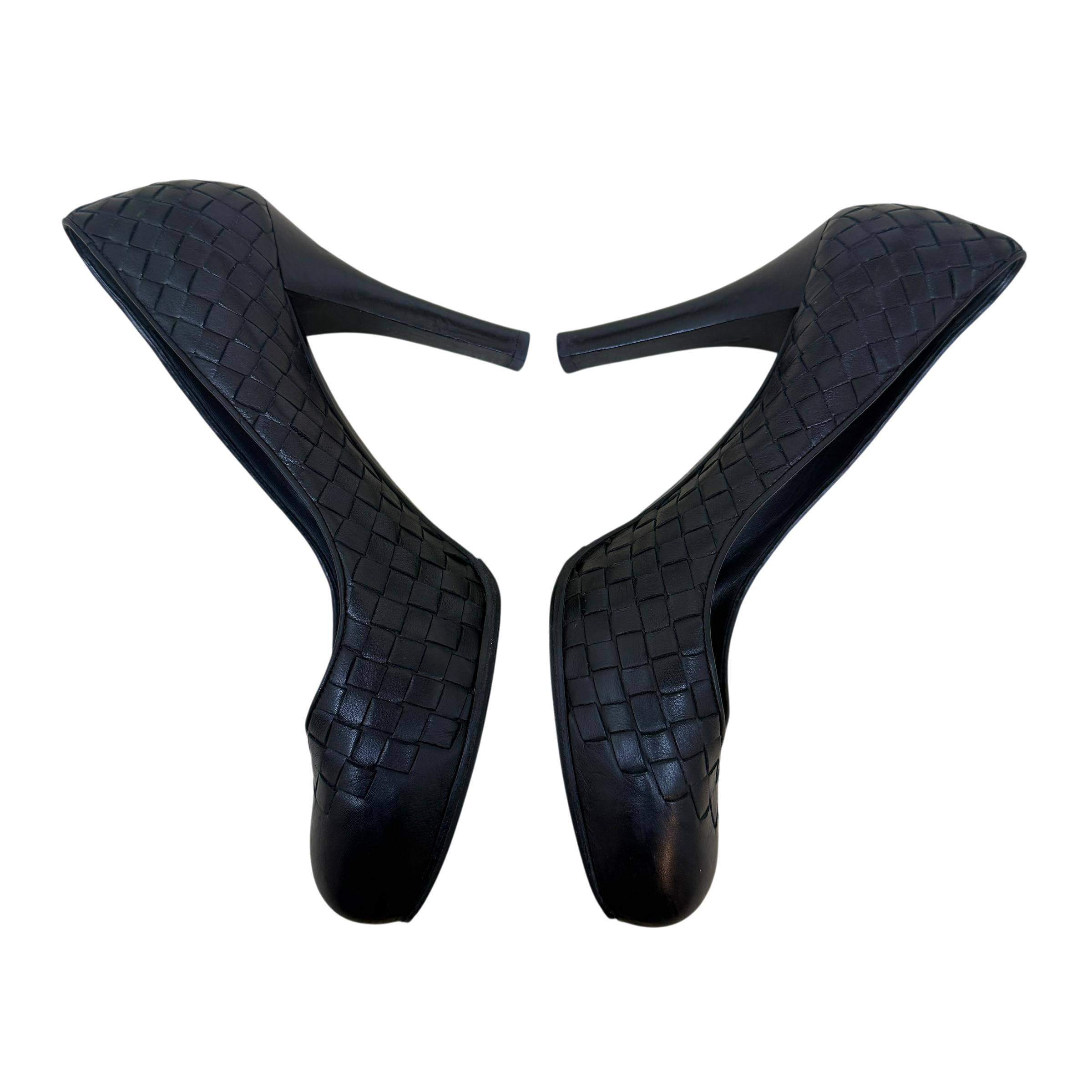 Bottega Veneta Woven Leather Heels Black (Size EU39)