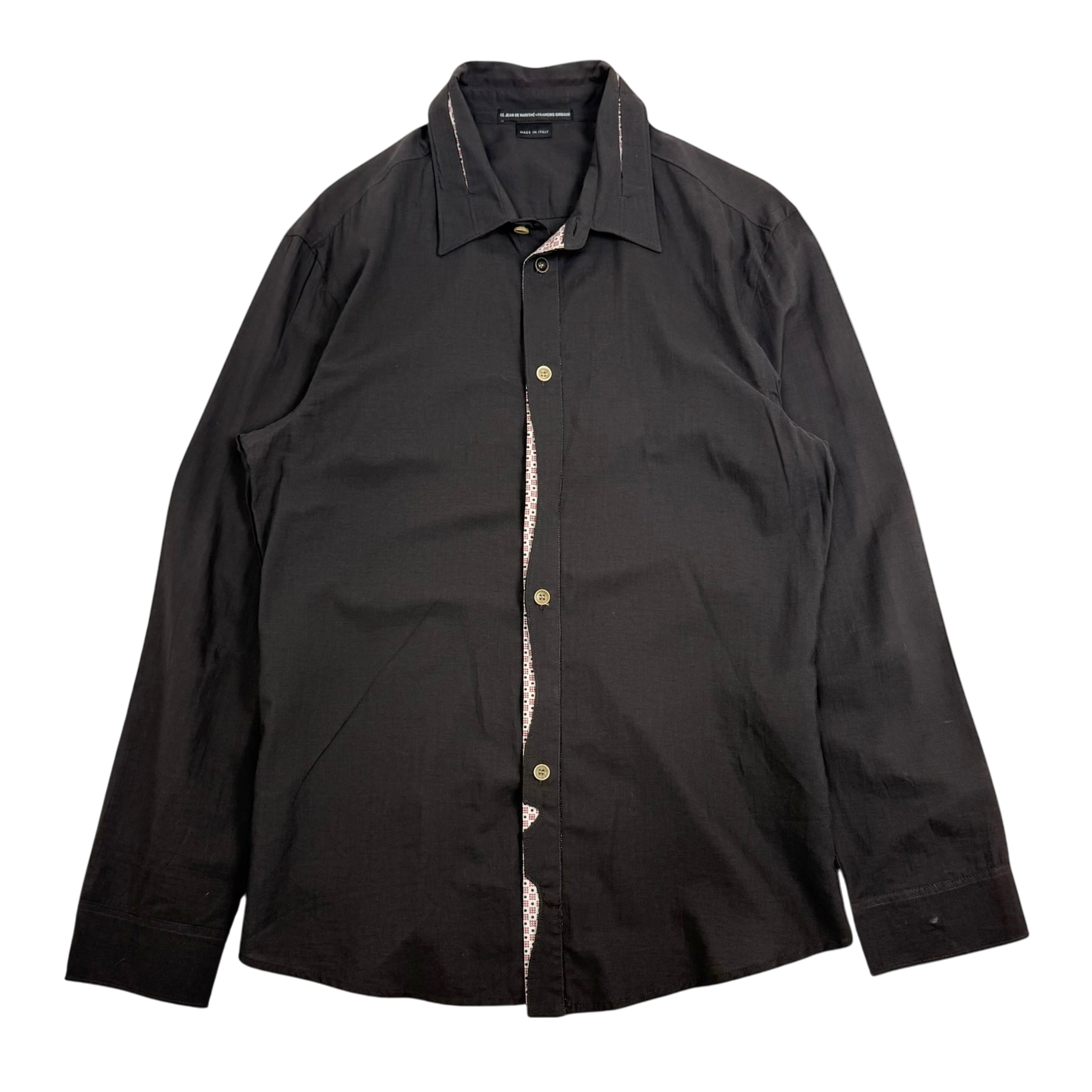 Marithe Francois Girbaud 00s Cut-Out Button-Up Shirt Brown (Fits S-M)